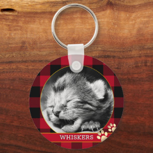 Chaveiro Cat Pawprint, Xadrez Red Buffalo, Foto de Kitten b