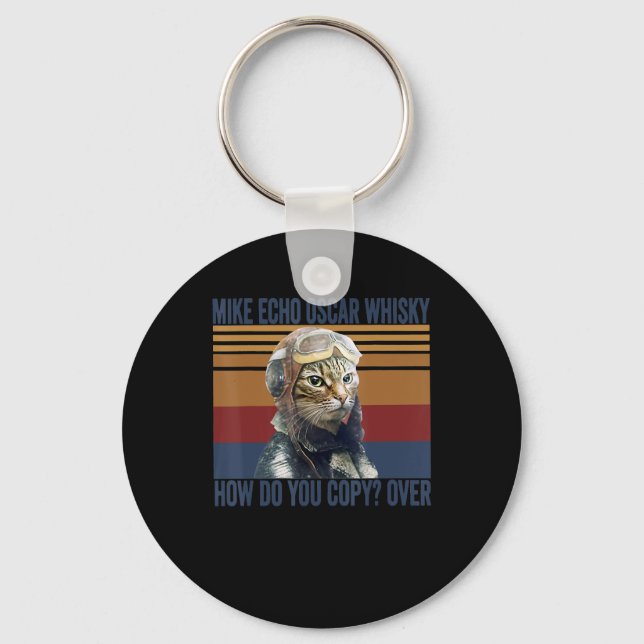 Chaveiro Cat Pilot Mike Echo Oscar Whisky Costume Gift (Frente)