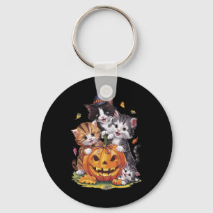 Chaveiro Cat Pumpkin Halloween Floral Spookage Vintage