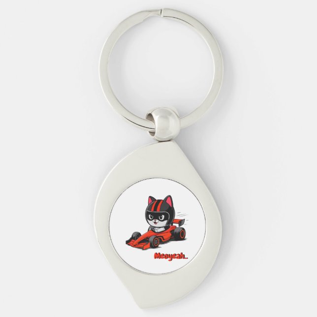Chaveiro cat raciing car Keychain (Frente)