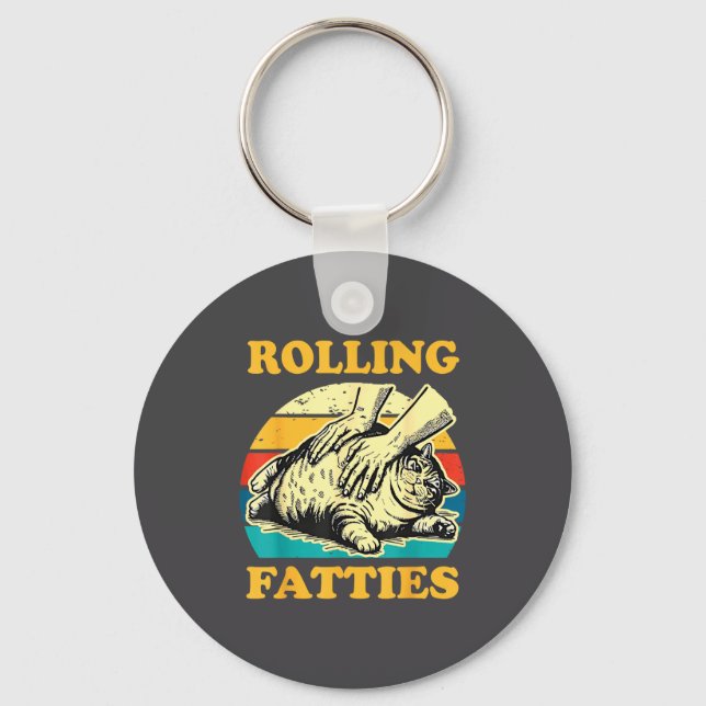 Chaveiro Cat Rolling Fatties Funny For Men Women  (Frente)