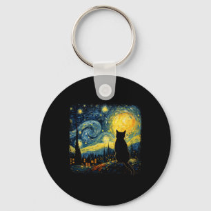 Chaveiro Cat Starry Night Van Gogh Cat Para Cat Lover Cat M