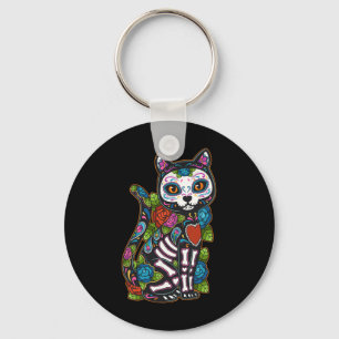 Chaveiro Cat Sugar Skull México Calavera Dia De Los Muertos
