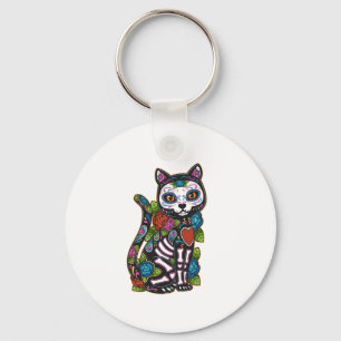 Chaveiro Cat Sugar Skull México Calavera Dia De Los Muertos