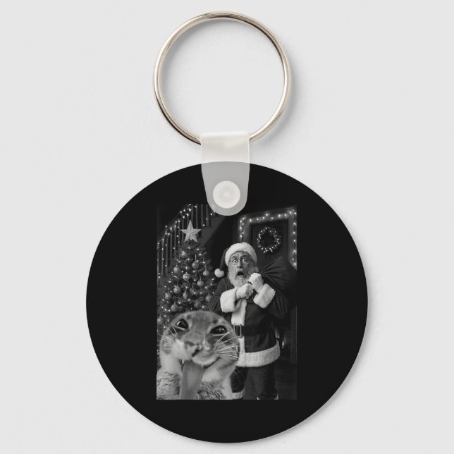 Chaveiro Cat Taking A Selfie Santa Christmas Xmas Pajamas H (Frente)
