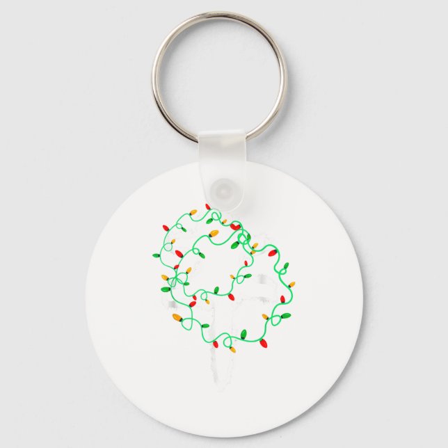 Chaveiro Cat Wrapped In Christmas Lights Meowy Cats Women M (Frente)