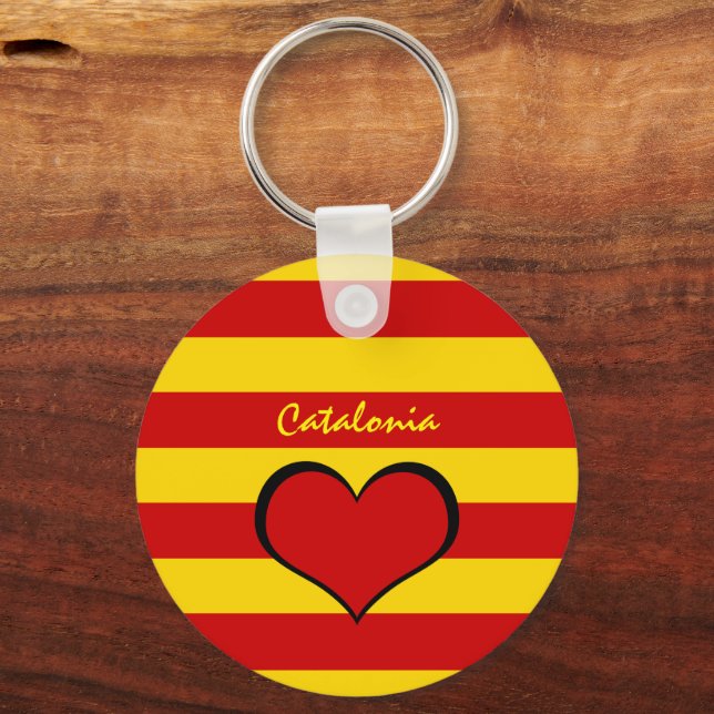 Chaveiro Catalonia Flag & Catalan Heart, viagem /La Senyera (Frente)