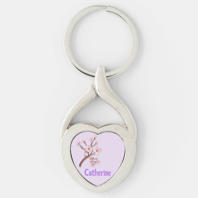 Chaveiro Catherine Sakura Blossom Branch Heart (Frente)