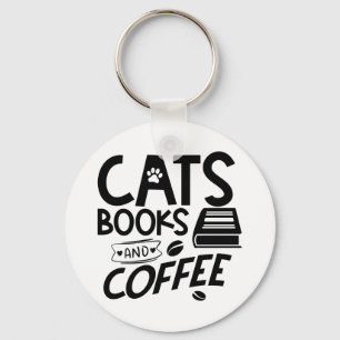 Chaveiro Cats Books Typografia Café Bookworm Dizendo