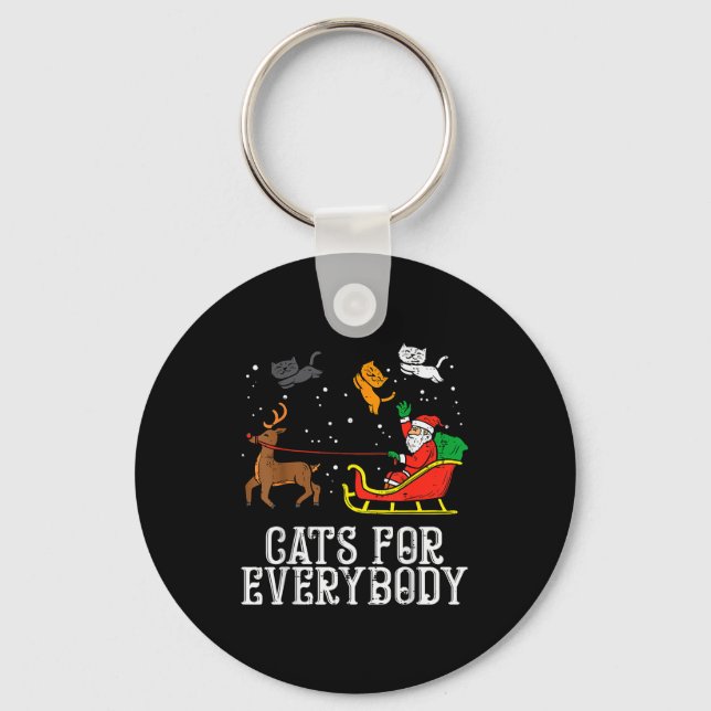 Chaveiro Cats For Everybody Christmas Cat Funny Xmas Women  (Frente)