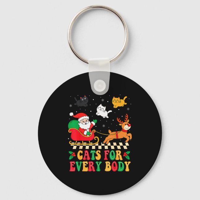 Chaveiro Cats For Everybody Christmas Cat Funny Xmas Women  (Frente)