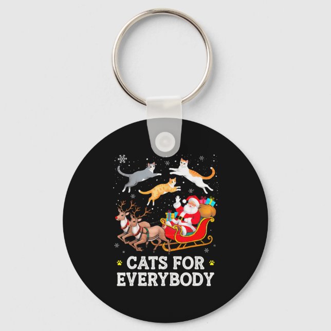 Chaveiro Cats For Everybody Christmas Cat Funny Xmas Women  (Frente)