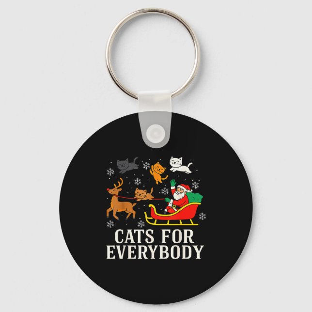 Chaveiro Cats For Everybody Christmas Cat Funny Xmas Women  (Frente)