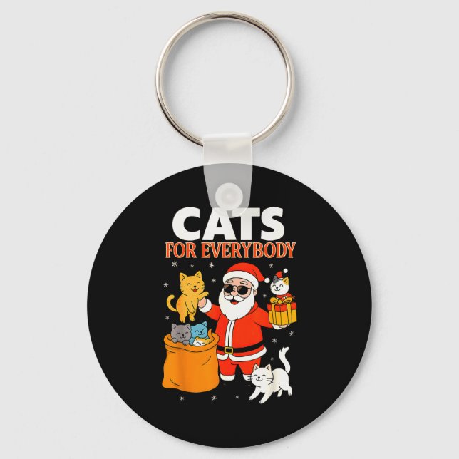Chaveiro Cats For Everybody Funny Christmas Cat Xmas Santa  (Frente)