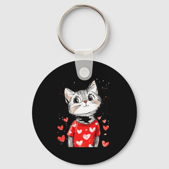 Chaveiro Cats Lover Heart Girls Kitten Valentine’s Day Wome (Frente)