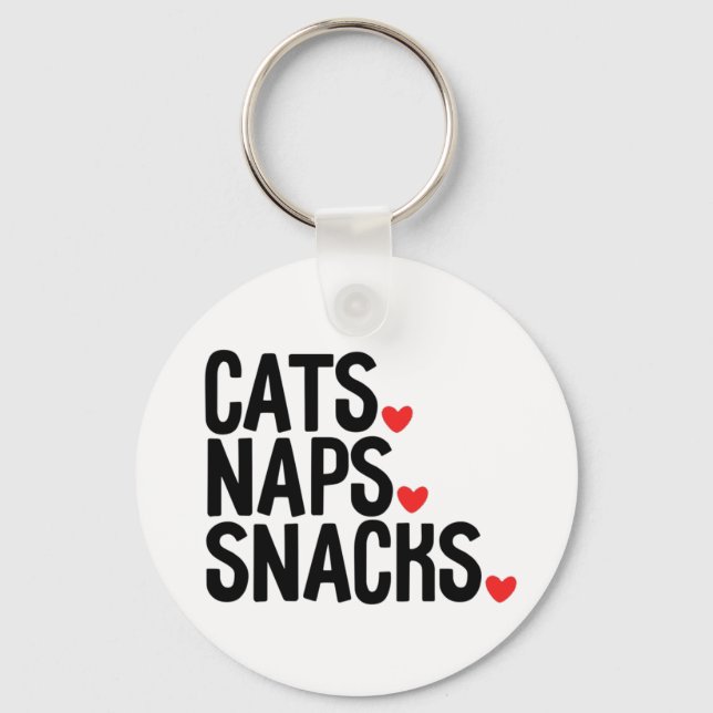Chaveiro Cats Naps Snacks - Amantes de gatos (Frente)