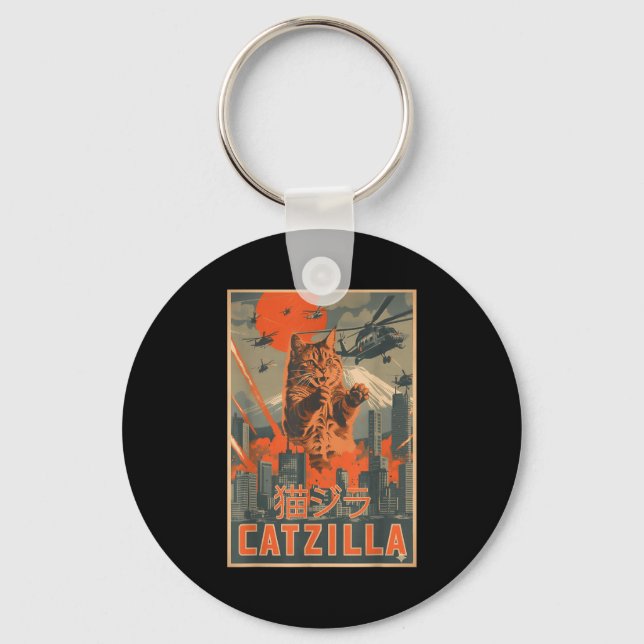 Chaveiro Catzilla Gato Arte Japonesa Presentes Divertidos d (Frente)