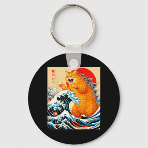 Chaveiro Catzilla Gato Laranja Arte Japonesa para Homens Mu