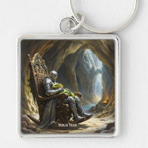 Chaveiro Cavaleiro de Dragão de Caverna Fantasia Fofo