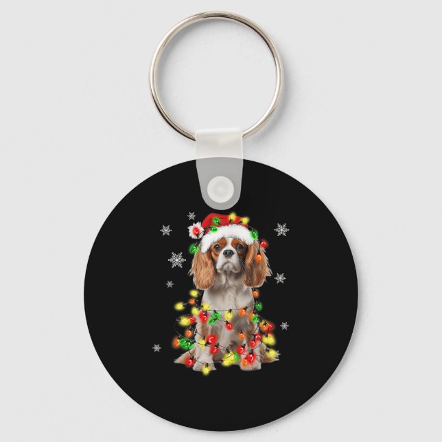 Chaveiro Cavalier King Charles Spaniel às luzes de Natal (Frente)