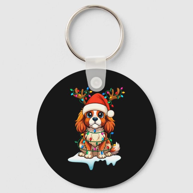 Chaveiro Cavalier King Charles Spaniel Christmas Reindeer P (Frente)