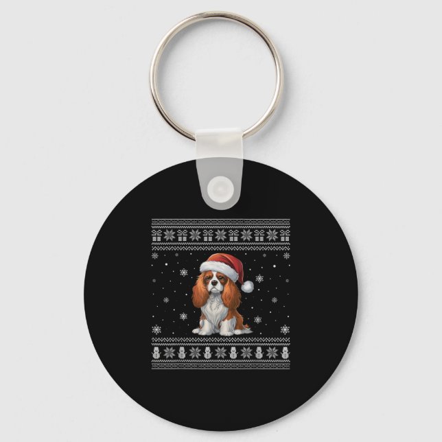 Chaveiro Cavalier King Charles Spaniel Dog Amava Xmas (Frente)