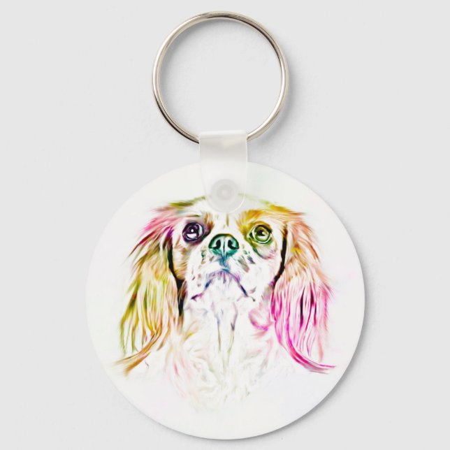 Chaveiro Cavalier King Charles Spaniel Dog Art Pintura (Frente)