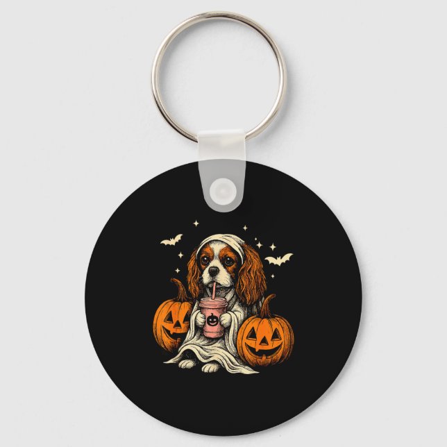 Chaveiro Cavalier King Charles Spaniel Ghost Halloween Cava (Frente)