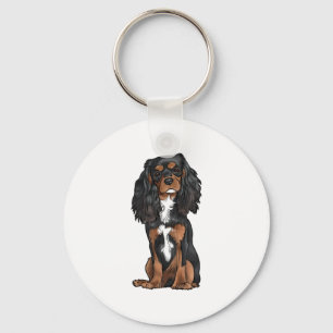 Chaveiro Cavalier King Charles Spaniel - Negro e Tan