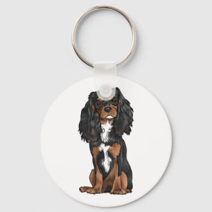 Chaveiro Cavalier King Charles Spaniel - Negro e Tan