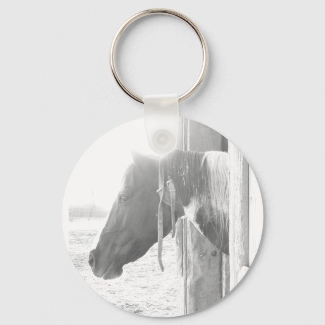 Chaveiro Cavalo de Barn/Fotografia Preta e Branca (Frente)