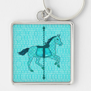 Chaveiro Cavalo de Carrossel - Turquesa e Aqua