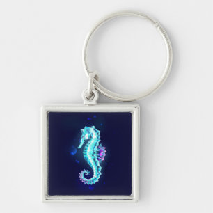 Chaveiro Cavalo de Gelo Cristal em Fundo Azul