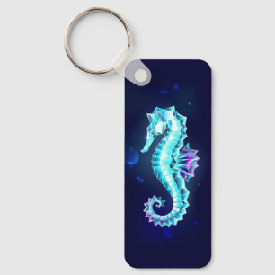 Chaveiro Cavalo de Gelo Cristal em Fundo Azul