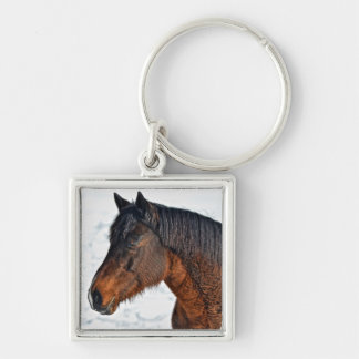 Chaveiro Cavalo de inverno no campo de neve 3