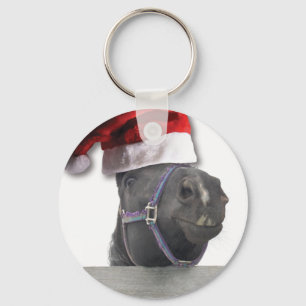Chaveiro Cavalo de Natal Santa Hat