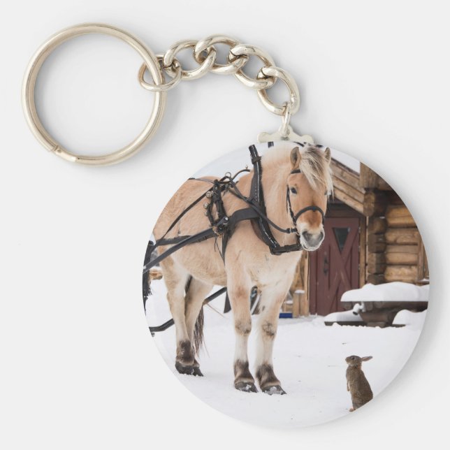 Chaveiro Cavalo e coelhos de conversa fazenda (Frente)