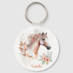 Chaveiro Cavalo Floral de Boho Bonito Personalizado