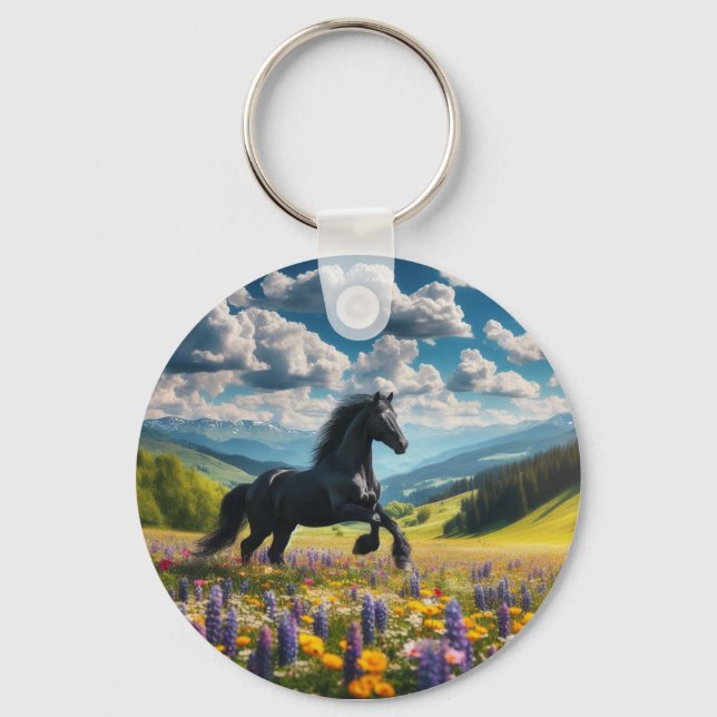 Chaveiro Cavalo floral/primavera/garanhão (Frente)