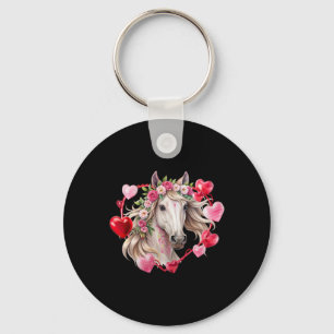 Chaveiro Cavalo Flores Corações Feliz Dia dos Namorados Equ