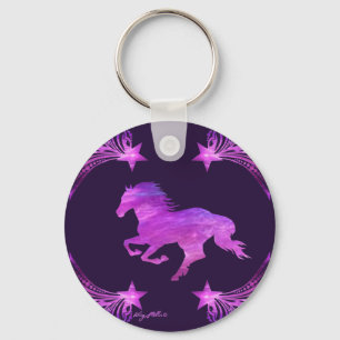 Chaveiro Cavalo Galopante Rosa e Roxo