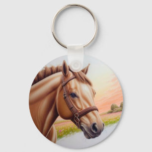 Chaveiro Cavalo Majestoso em Prado Vibrante