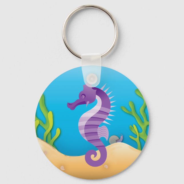 Chaveiro Cavalo-marinho roxo subaquático (Frente)