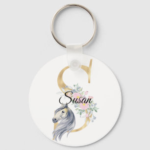 Chaveiro Cavalo monograma floral fofo feminino nome equestr