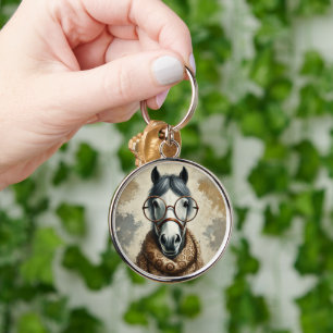 Chaveiro Cavalo na moda com Óculos - Arte Venenosa Engraçad