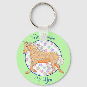 Chaveiro Cavalo Palomino Laranja (rosa/verde)