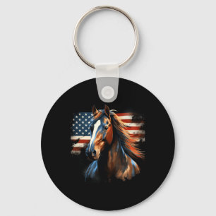Chaveiro Cavalo Patriótico Americano Bandeira Horseback Win