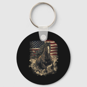 Chaveiro Cavalo Patriótico Americano Bandeira Horseback Win
