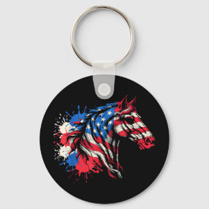 Chaveiro Cavalo patriótico arte splash bandeira americana P