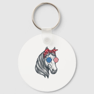 Chaveiro Cavalo Patriótico Com Óculos De Sol De Bandeira Vi